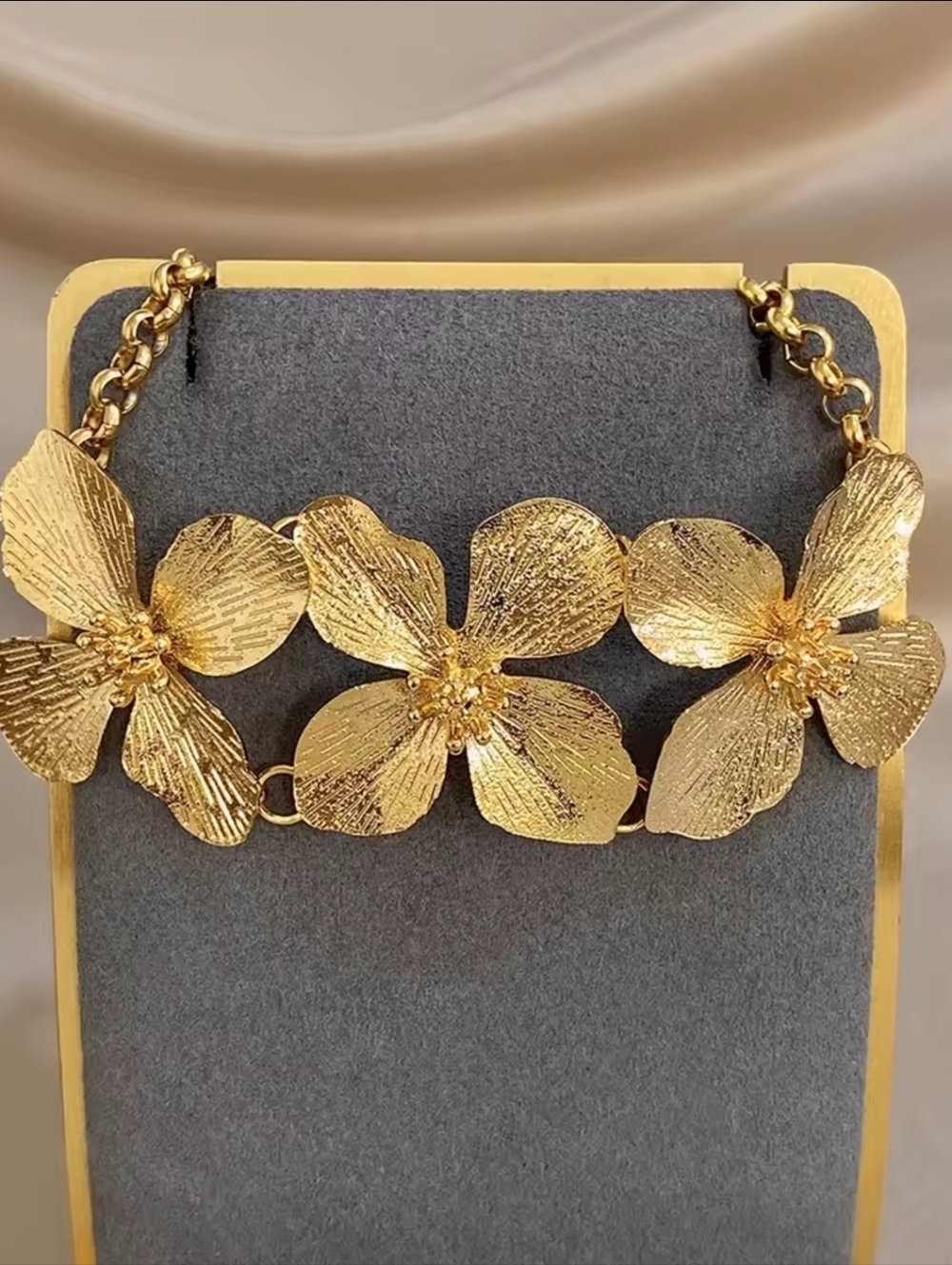 Gold Floral Triple-Chain Bracelet - Picture 4 of 5